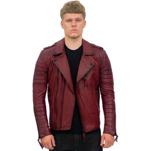 Heren - Slim-fit - Lederen Bikerjack - Zwart - Caïro