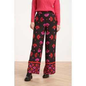 Smashed Lemon 24538 zwarte broek met fuchsia en rode grafische print