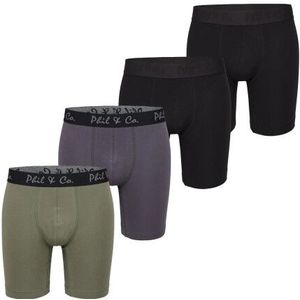 Phil & Co Boxershorts heren met lange pijpen boxer briefs 4-pack groen / zwart