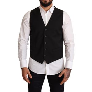 Dolce & Gabbana Mannen Zwart Wollen Formele Waistcoat Jurk