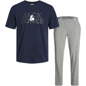 Jack & Jones Heren pyjamaset jacula katoen blauw/grijs