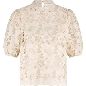 Nukus - Top - Dames T-shirt - Bloemenpatroon - Kant - Ronde Kraag