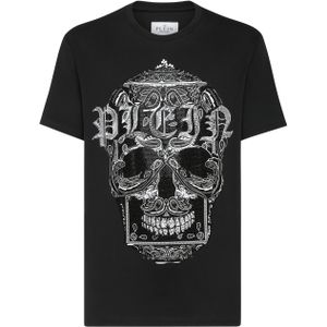 Philipp Plein - T-shirt - Zwart - Ronde Hals - Paisley Skull
