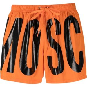 Moschino - Korte Zwemshort - Oranje - Merklogo All-over Print