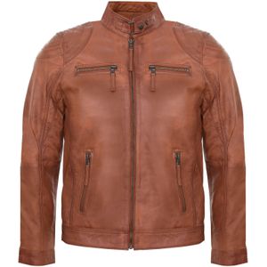 Leren Bikerjack - Zwart - Met Rits