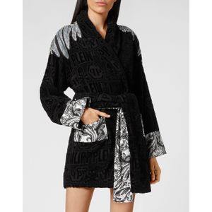 Philipp Plein - Silver Eagle - Korte Badjas - Zwart - Jacquard-geweven Katoen