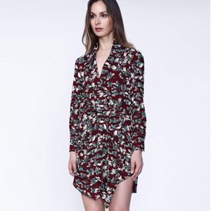 Kort drape -effectjurk - Bladafdruk - Tuniekjurk