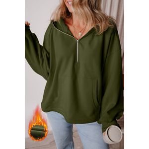 Gebreid Sweatshirt met Capuchon en Halve Rits