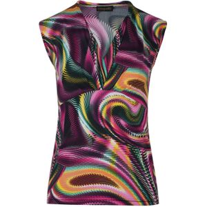 CONQUISTA - Mulberry - Mouwloze Top - Imitatiewikkeleffect - Diepe V-hals