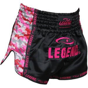 Legend Sports Kickboks broekje meisjes/dames camo roze satijn