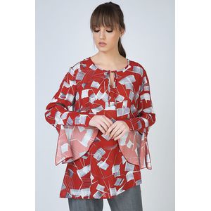 Conquista Fashion - Losvallende Top - Met Print en Wijde Mouwen