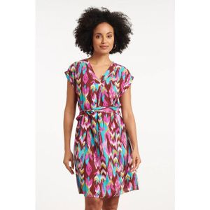 Smashed Lemon - 35027 - Korte Jurk - V-halslijn - Abstracte Print - Kleurrijk