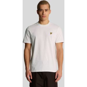 Lyle & Scott - Shirt - Geel/Wit - Jersey - Ronde Hals, Kwartmouw, Normale Pasvorm