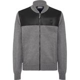 Philipp Plein - Merino Wool Leather Bomber Skull&Bones - Grijs - Heren - Bomberjack