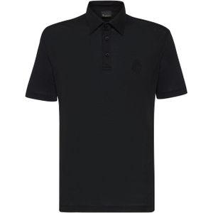 Billionaire - Polo Shirt SS Crest - Zwart - Linnen