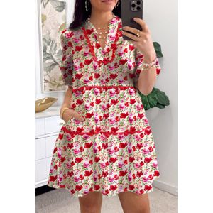 Bloemenlagen Mini-jurk