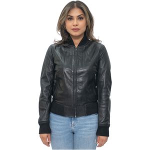 Dames - MA-1 - Leren Bomberjack - Zwart