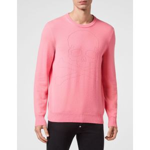 Philipp Plein - Pullover Ronde Hals LS Skull & Bones - Roze - Kasjmier