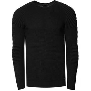 Slim fit fijngebreide biker trui met ronde hals