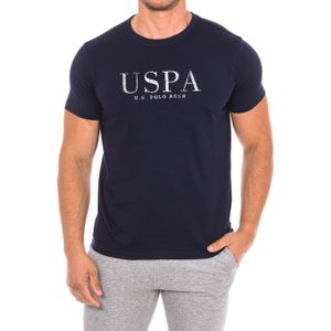 U.s. Polo Assn. - T-shirt - Blauw - Katoen - Korte Mouwen met Geribbelde Halslijn