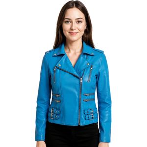 Brando - Constantia - Leren Bikerjack - Blauw