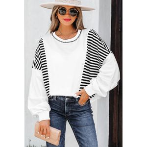 Gestreepte Panel Lange Mouwen Sweatshirt
