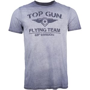 TOP GUN - Ease - Shirt - Marine/Duifblauw - Jersey, Katoen, Ronde Hals, Kwartmouw