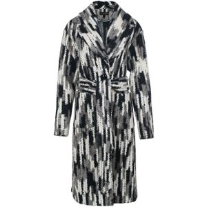 Lange Jacquardjas - Neutrale Tinten - Met Ceintuur - Wolmix