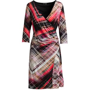 Imitatiewikkeljurk - Rood - Bedrukte Jersey - Driekwartmouwen