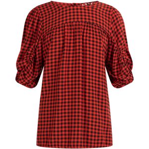 Mymo - Blouse - Zwart/Rood - Geruit - Dames