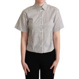 Dolce & Gabbana - Blouse - Zwart/Wit - Korte Mouwen - Kraag