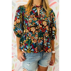 Bloemen Bohemian Top Met Sleufhals