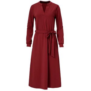 Smashed Lemon - Dames - Armygroene Midi Jurk - Travelkwaliteit - 4-way Stretch