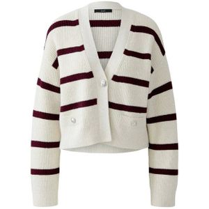 OUI Gebreid vest  bordeaux / wit