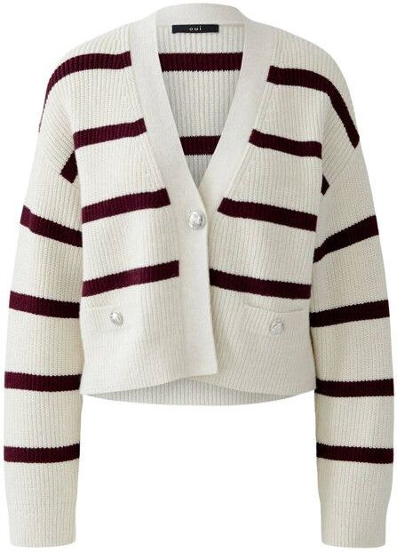 OUI Gebreid vest  bordeaux / wit