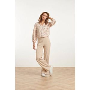 Smashed Lemon - 25140 - Stretchbroek - Zandkleur - Wide Straight Leg