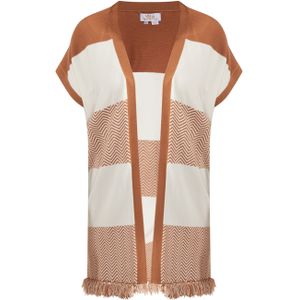 usha - FESTIVLA - Vest - Zwart - Zickzackpatroon met Fransen