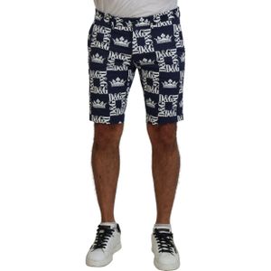 Dolce & Gabbana - Casual Chino Shorts - Blauw - Katoen - Kroonprint