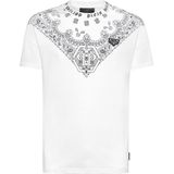 Philipp Plein - T-shirt - Wit - Katoen - Ronde Hals - Korte Mouwen - Paisley Print
