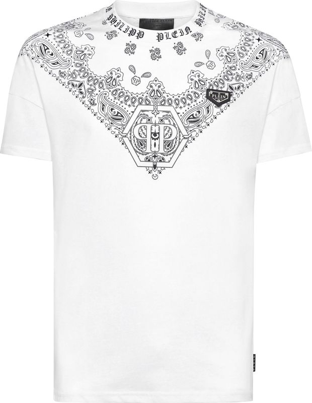 Philipp Plein, Heren, Tops, Wit, Maat: L Katoen,