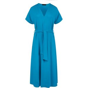 A-lijn Jurk - Turkoois - Jersey - Midi - Met Riem