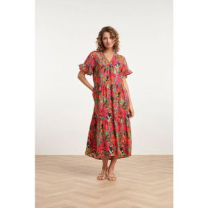 Smashed Lemon 24059 fuchsia midi jurk met jungle print |