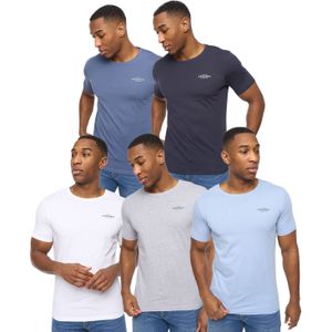 Crosshatch - Basicblues - T-shirts - 5 Pack - Multi kleur - 100% Katoen