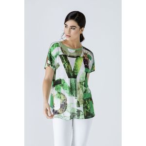 Flama - Top - Bedrukte Stof - Korte Mouwen - Ronde Halslijn