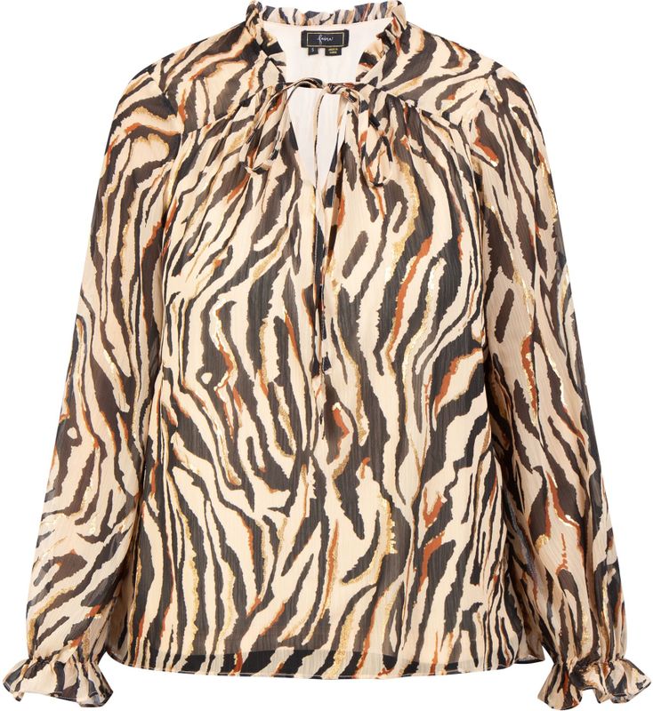 faina Blouse  crème / goud / oranje / zwart