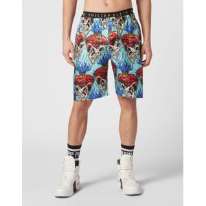 Philipp Plein - Silk Shorts Love Tattoo - Korte Broeken - Veelkleurig - Bermuda Lengte