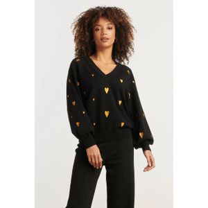 Smashed Lemon - Haartjes Knit Top - Zwart - Korte Pasvorm