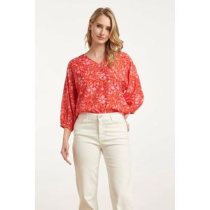Smashed Lemon - Top - Rood - 85% Viscose - Bloemenprint