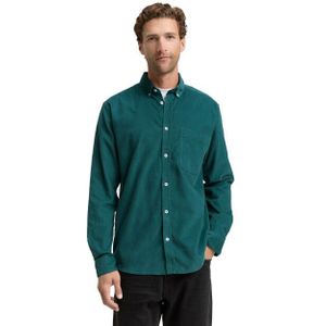 TOM TAILOR - Overhemd - Groen - Corduroy - Lange Mouw