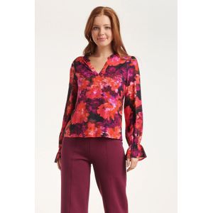 Smashed Lemon 24651 top met rode en paarse bloemenprint